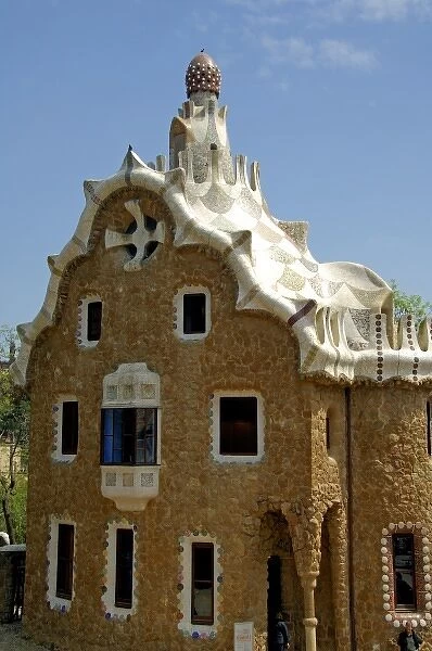 Europe, Spain, Catalunya, Barcelona. Park Guell, architecture by Antoni Gaudi (1852-1926)