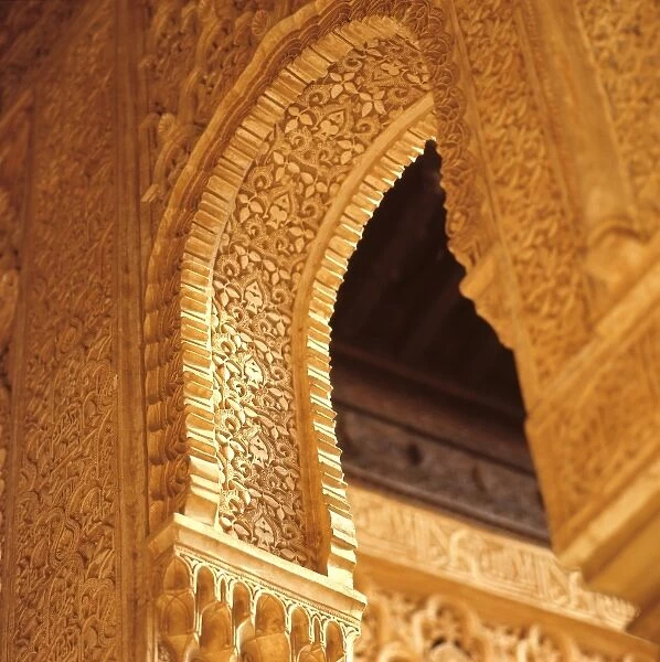 Europe, Spain, Granada. This arch is an example of honeycomb vaulting as seen in