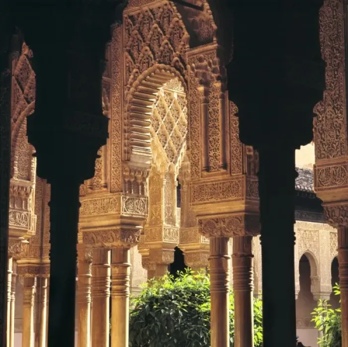 Framed Print : Europe, Spain, Granada. Shadow and light play off the marble columns in the Court of the Lions Framed Print : Europe, Spain, Granada. Shadow and light play off the marble columns in the Court of the Lions