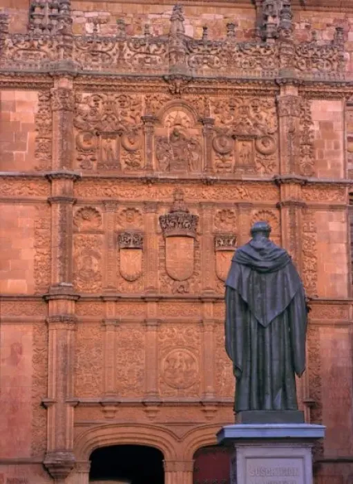 Framed Print : Europe, Spain, Salamanca. Coats-of-arms and medalions decorate the west wall of the University