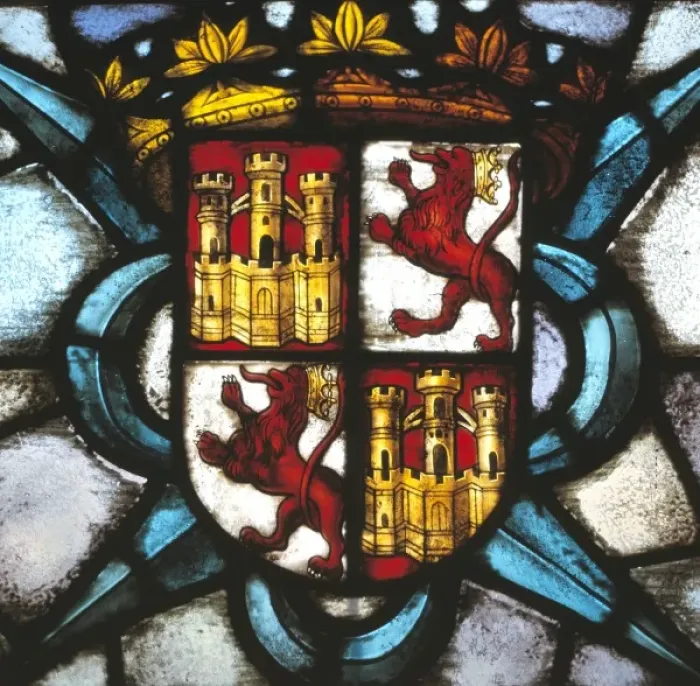 Framed Print : Europe, Spain, Segovia. The crest of Leon and Castile is found in the Hall of
