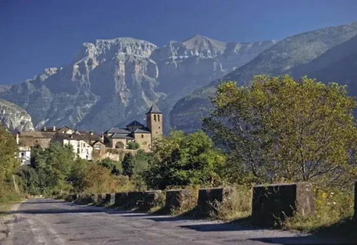 Framed Print : Europe, Spain, Torla. The quaint village of Torla, a World Heritage Site, sits beneath