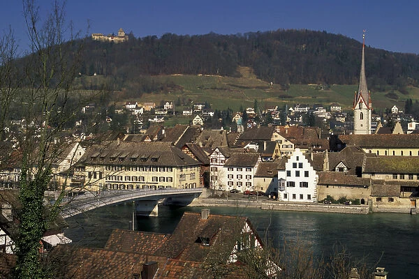 Europe, Switzerland, Schaffhausen, Stein Am Rhein. Town view and Rhine River