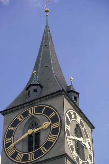 Framed Print : Europe, Switzerland, Zurich. St. Peters Church. Clock tower and clock face