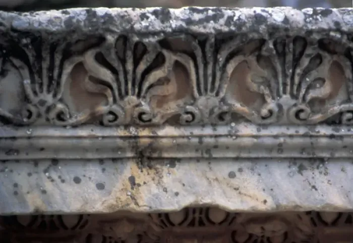 Framed Print : Europe, Turkey, Ephesus. Classical Greek marble carvings