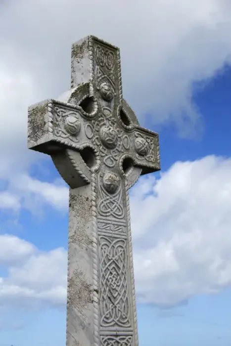 Framed Print : Europe, United Kingdom, Wales, Conwy. Celtic cross at St. Tudno churchyard on the Great Orme