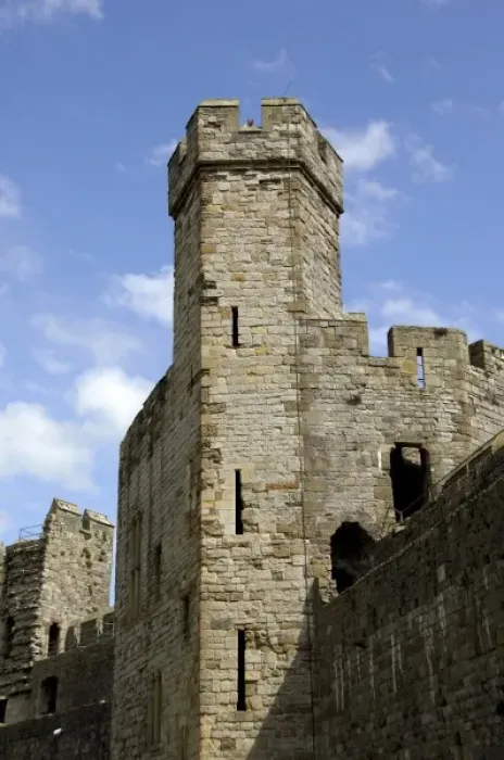 Framed Print : Europe, Wales, Caernarfon. Caernarfon Castle, unique polygonal towers. THIS IMAGE