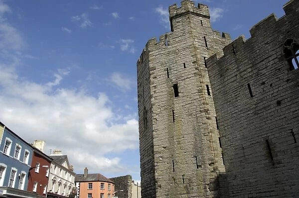 Europe, Wales, Caernarfon. Caernarfon Castle, unique polygonal towers. THIS IMAGE