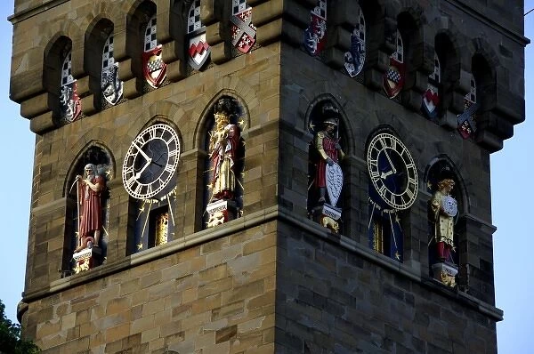 Europe, Wales, Cardiff. Cardiff Castle Clock Tower. THIS IMAGE RESTRICTED - Not available to U