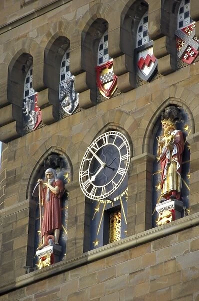Europe, Wales, Cardiff. Cardiff Castle Clock Tower. THIS IMAGE RESTRICTED - Not available