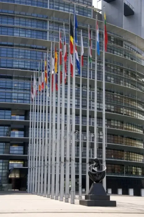 Framed Print : European Union Parliament and flags of member nations in Strasbourg, France Framed Print : European Union Parliament and flags of member nations in Strasbourg, France