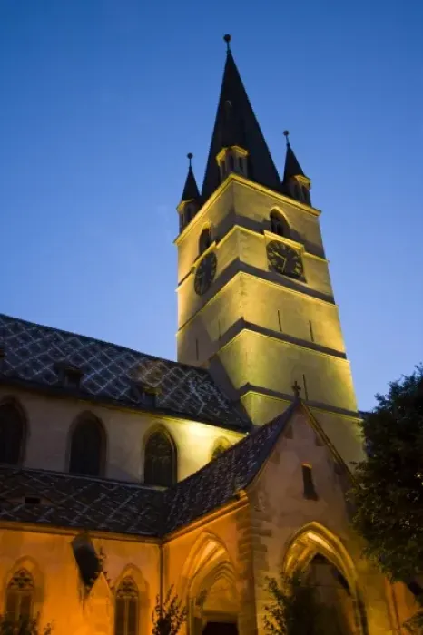 Framed Print : The Evangelical Church, or Evangelische Stadtpfarrkirche, and Cathedral Tower at night Framed Print : The Evangelical Church, or Evangelische Stadtpfarrkirche, and Cathedral Tower at night