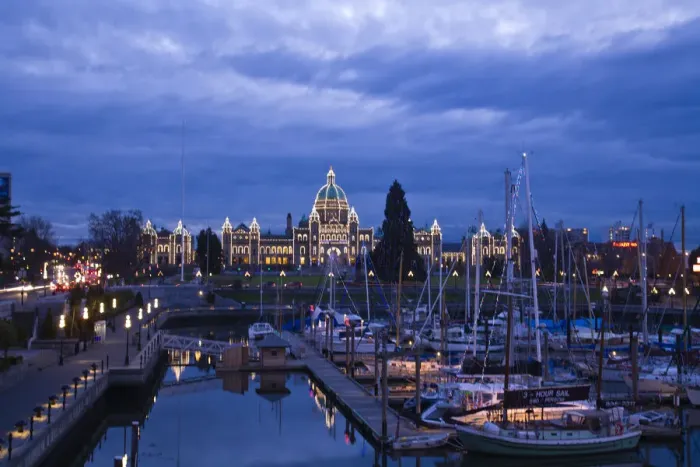 Framed Print : Evening, Inner Harbour, Victoria, British Columbia, Canada
