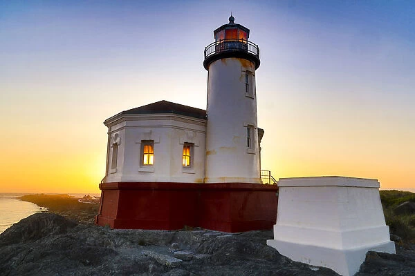 Evening light on Coquille River Lighthouse, Bullards Beach State Park, Oregon