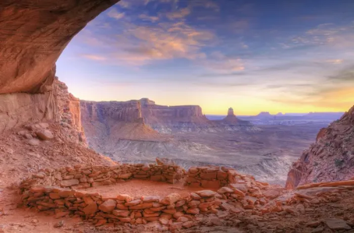 Framed Print : Evening light on False Kiva, Island in the Sky, Canyonlands National Park, Utah USA