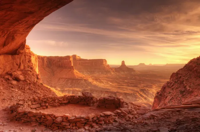Framed Print : Evening light on False Kiva, Island in the Sky, Canyonlands National Park, Utah USA