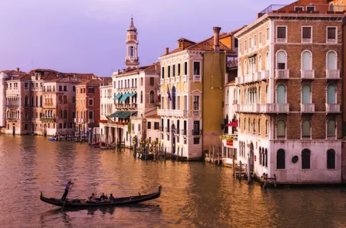 Framed Print : Evening light and gondola on the Grand Canal, Venice, Veneto, Italy