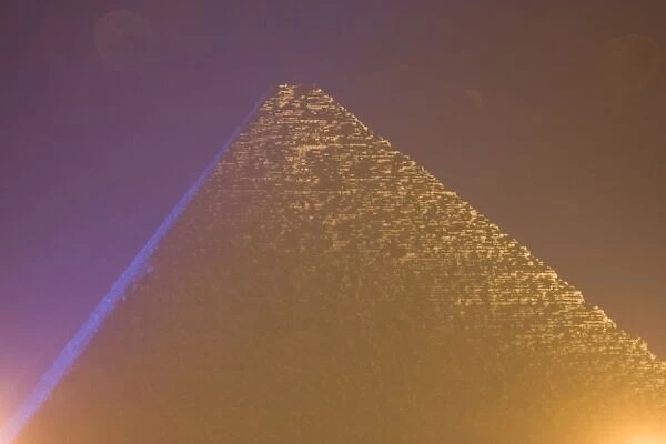 Evening light show on The Pyramids of Giza, which are alomost 5000 years old. On