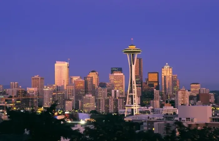 Framed Print : Evening light on the Seattle skyline