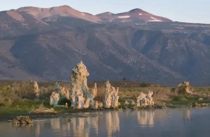 Framed Print : Evening light over Tufa formations on Mono Lake, Mono Basin, INYO National Forest