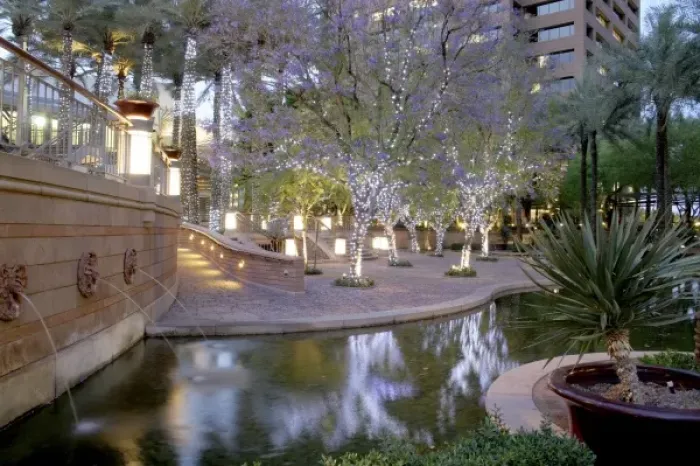 Framed Print : Evening lighting Arizona Center downtown Phoenix, Arizona