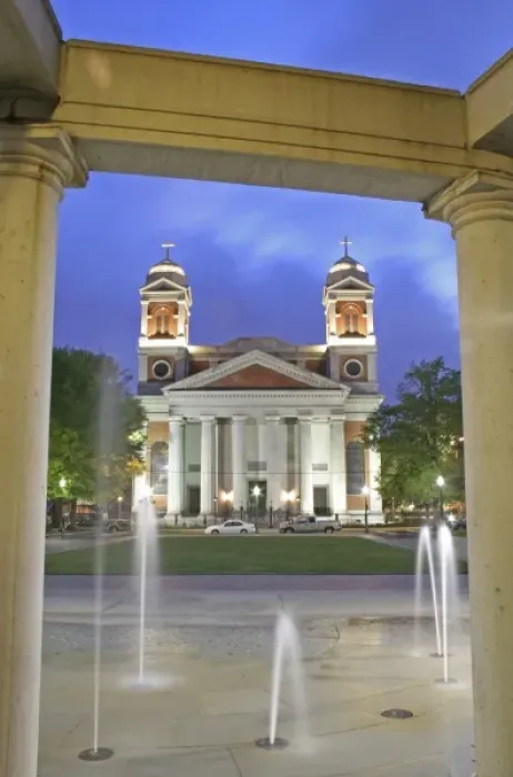 Framed Print : Evening lighting Cathedral of the Immaculate Conception at Cathedral Plaza downtown Framed Print : Evening lighting Cathedral of the Immaculate Conception at Cathedral Plaza downtown
