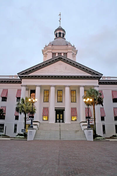 Evening lighting historic State Capitol Building Tallahassee Florida