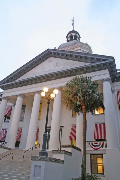 Framed Print : Evening lighting historic state capitol building Tallahassee Florida