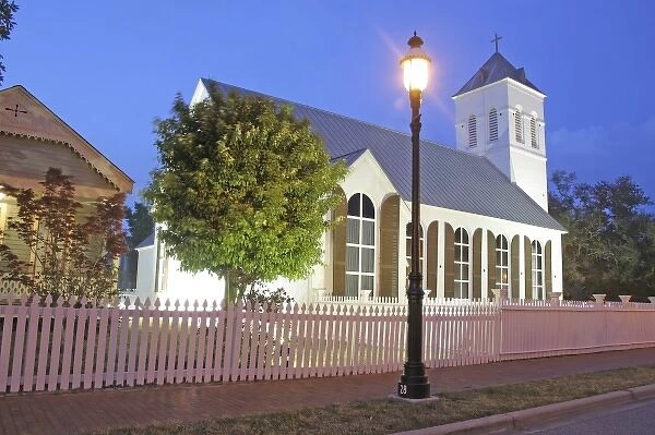 Evening lighting Old Christ Church Historic Pensacola Village Pensacola, Florida