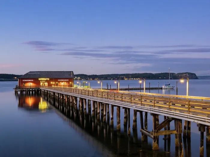 Framed Print : Evening view of wharf in Coupeville, Whidbey Island, Washington State Framed Print : Evening view of wharf in Coupeville, Whidbey Island, Washington State