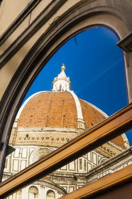 Framed Print : Exterior of the cathedral Santa Maria del Fiore reflected on a glass, Piazza del Duomo Framed Print : Exterior of the cathedral Santa Maria del Fiore reflected on a glass, Piazza del Duomo