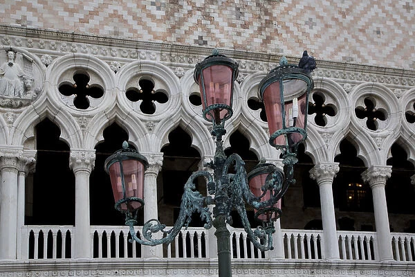 Exterior of Doge Palace with Lantern Post in foreground