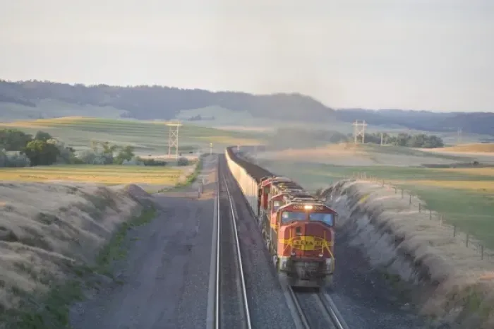 Framed Print : Another extremely long load of coal carried by train from Wyoming passes through