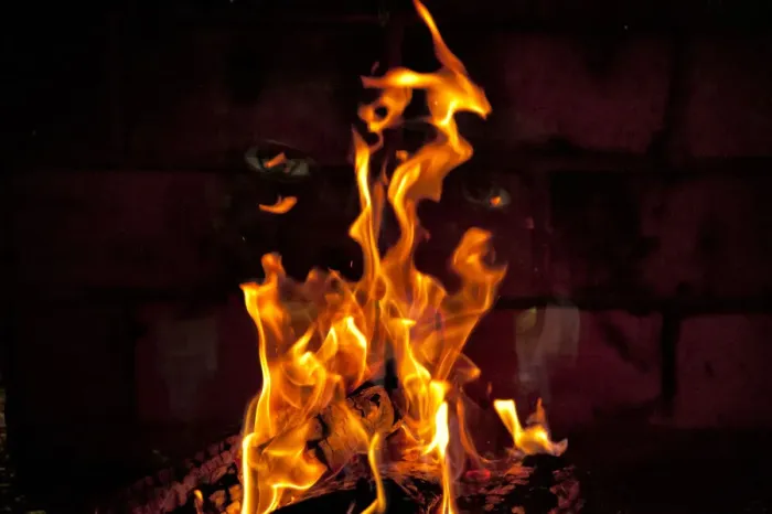 Framed Print : eyes In the flames