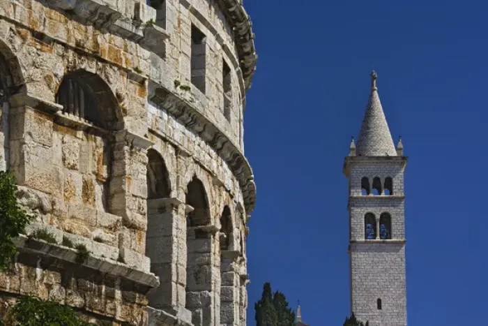 Framed Print : Facade of the coliseum in Pula, Croatia. The third largest and most complete in Framed Print : Facade of the coliseum in Pula, Croatia. The third largest and most complete in