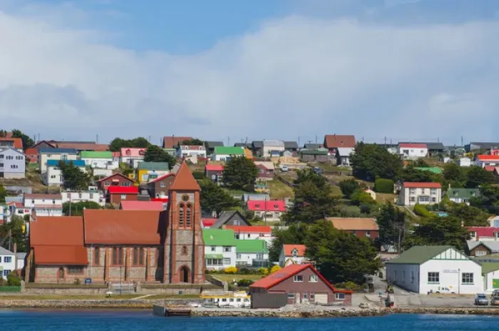 Framed Print : Falkland Islands. Stanley. View from the water Framed Print : Falkland Islands. Stanley. View from the water