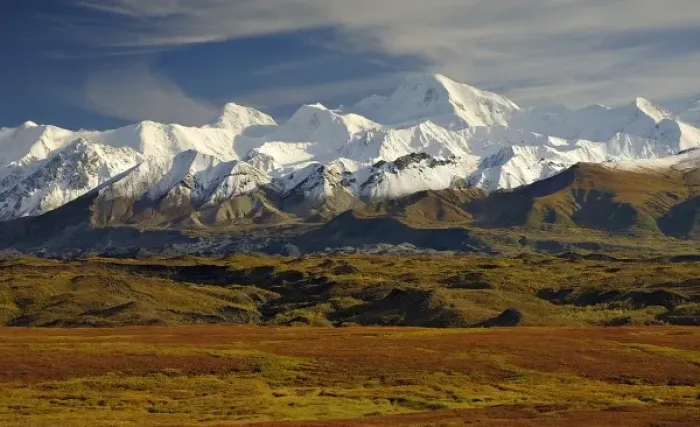 Framed Print : Fall tundra fronts snow-capped peaks in the Alaska Range Framed Print : Fall tundra fronts snow-capped peaks in the Alaska Range