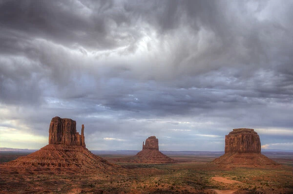 The famed Mittens, calling card of Monument Valley Tribal Park, Utah and Arizona