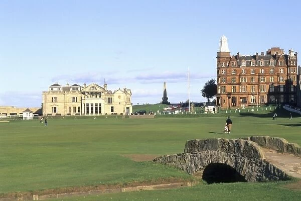 Famous 18th Hole and fairway at Swilken Bridge Golf at World Famous St Andrews Old