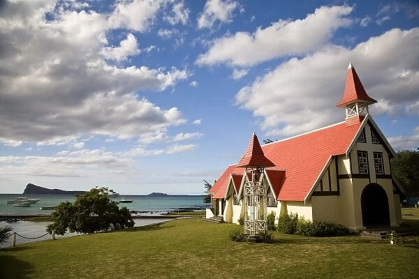 famous Catholic Church with Red Roof Notre Dame Auxiliatrice, cap Malheureux, Mauritius