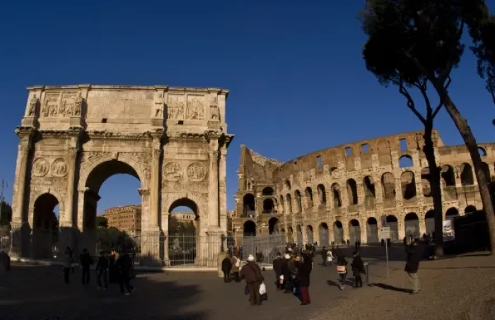 Framed Print : Famous Colosseum and Constantine Arch in Rome Italy Landmark Monument in Europe