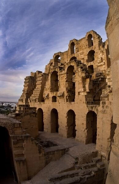 Famous El Jem Roman Amphitheater, third largest in world in El Jem Tunisia Africa