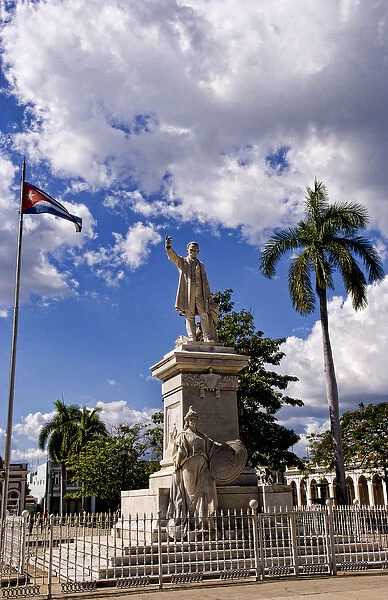 Famous Jose Marti Statue in cneter of square in Cienfuegos Cuba