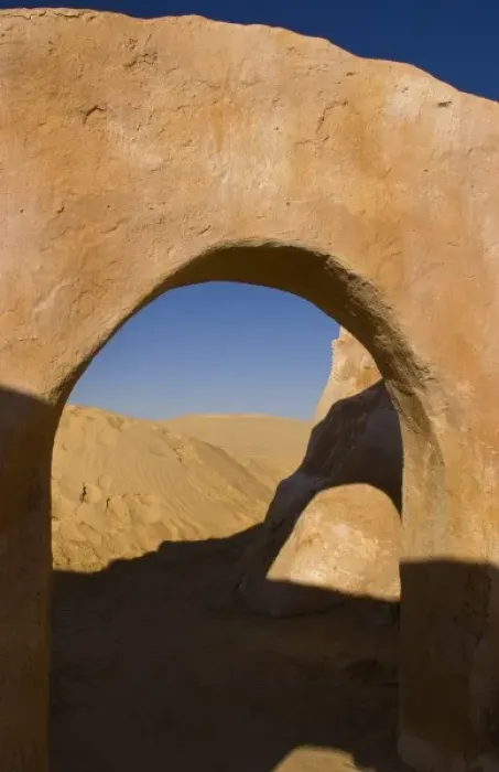 Framed Print : Famous movie set of Star Wars movies in Sahara Desert near Tozeur Tunisia Africa