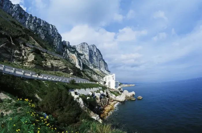 Framed Print : Famous Rock of Gibraltar with Mediterranean cliffs in Gibraltar, U. K. Country Framed Print : Famous Rock of Gibraltar with Mediterranean cliffs in Gibraltar, U. K. Country