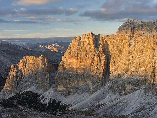 The Fanes Mountains in the Dolomites. The Dolomites are listed as UNESCO World heritage