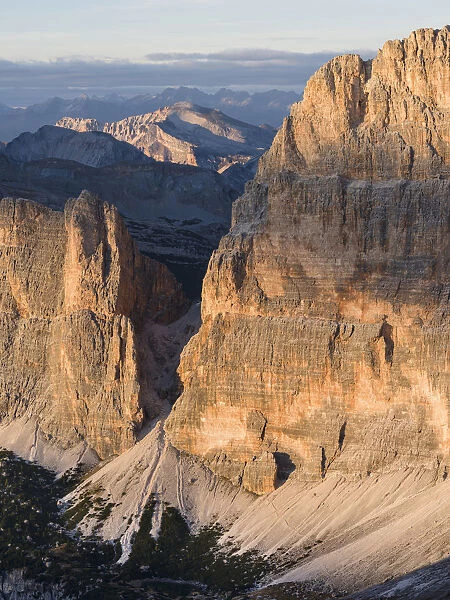 The Fanes Mountains in the Dolomites. The Dolomites are listed as UNESCO World heritage