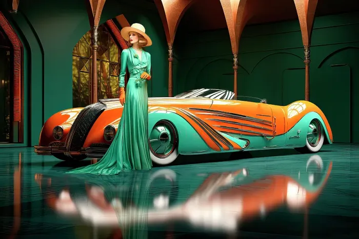 Framed Print : Fantasy 1930's sports car and 1930's female fashion model. ©Jim Zuckerman / Jaynes Gallery / DanitaDelimont.com (AI) Framed Print : Fantasy 1930's sports car and 1930's female fashion model. ©Jim Zuckerman / Jaynes Gallery / DanitaDelimont.com (AI)