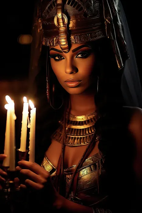 Framed Print : Fantasy close-up of Egyptian Queen Cleopatra holding candles. ©Jim Zuckerman / Jaynes Gallery / DanitaDelimont.com Framed Print : Fantasy close-up of Egyptian Queen Cleopatra holding candles. ©Jim Zuckerman / Jaynes Gallery / DanitaDelimont.com