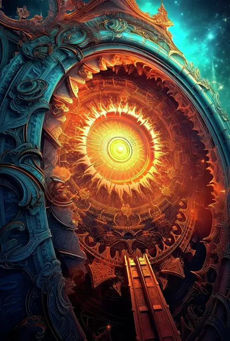 Framed Print : Fantasy of futuristic sun symbol and architecture. ©Jim Zuckerman  /  Jaynes Gallery  /  DanitaDelimont.com (AI)